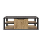 Table basse rectangulaire bois et noir avec rangements – 110x60 cm