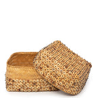 Panier de rangement en fibres tressées et bois