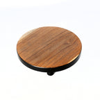 Plateau à gâteau rond en bois de teck naturel et noir – Ø17 cm