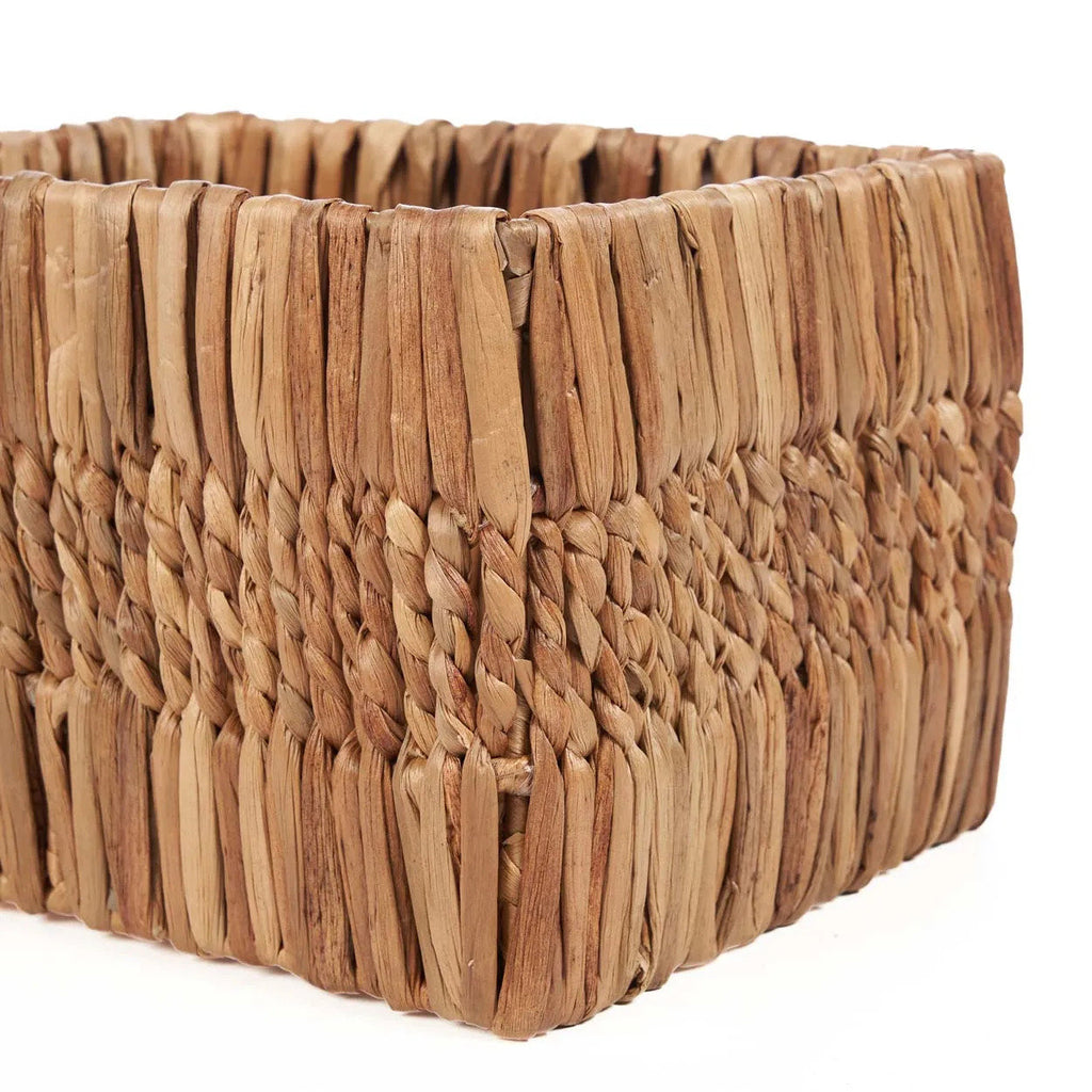 Panier de rangement rectangulaire en feuilles de bananier tressées naturel