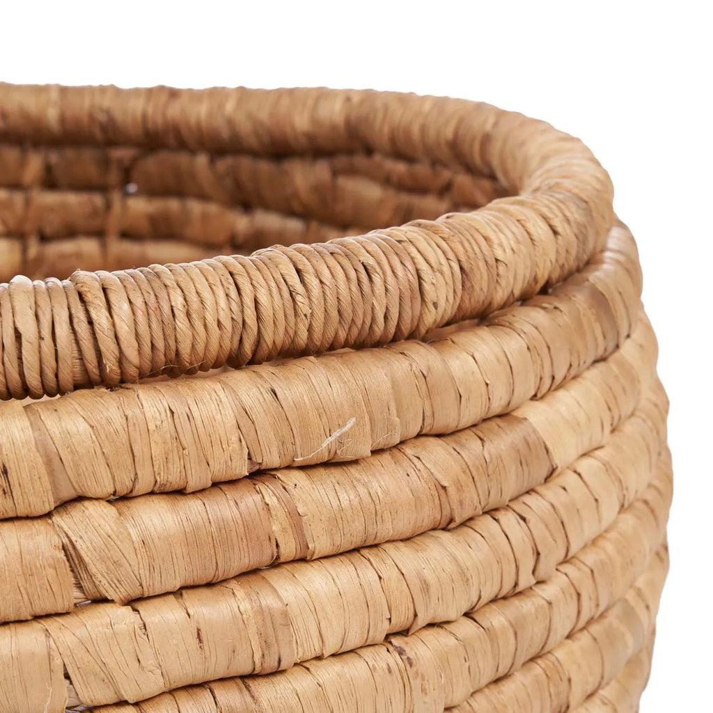 Panier rond en feuilles de bananier tressées couleur naturelle – Ø60 cm