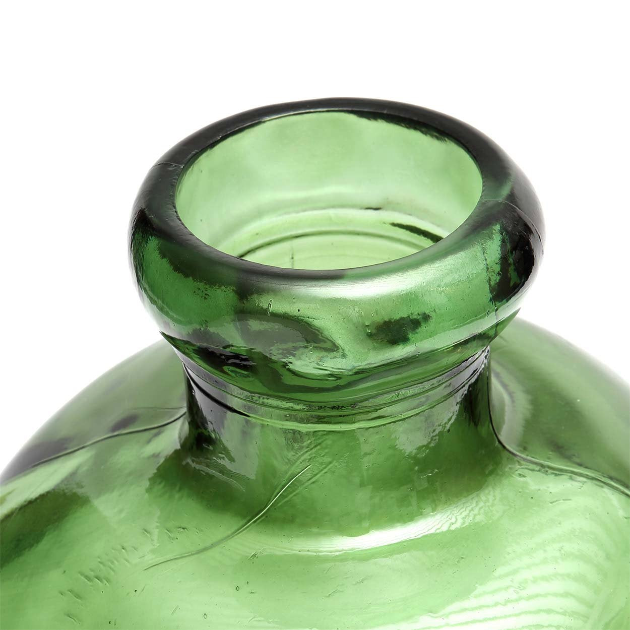 Vase bouteille en verre recyclé vert texturé – H50 cm