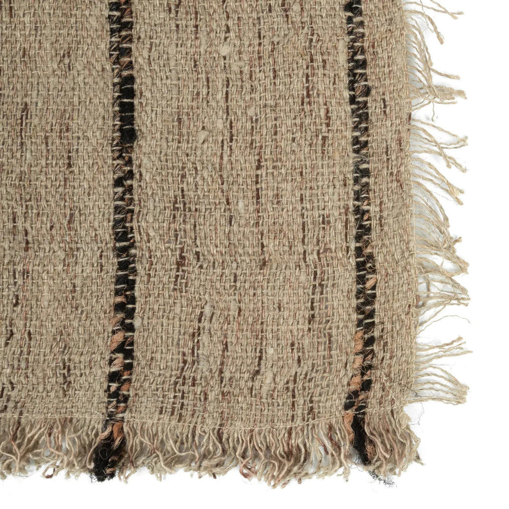 Set de table tissé en coton beige rayé avec franges – Set de 4