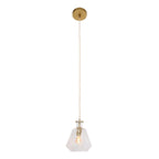 Suspension verre facetté et laiton doré à câble torsadé – Ø18 cm