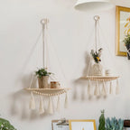 2 petites étagères murale bois et macramé variante 2