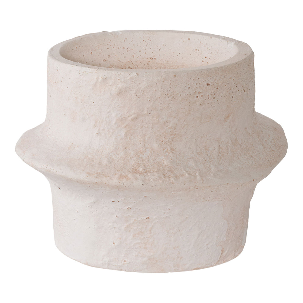 Bougeoirs cylindriques en céramique blanche texturée sculpturale – Set de 2