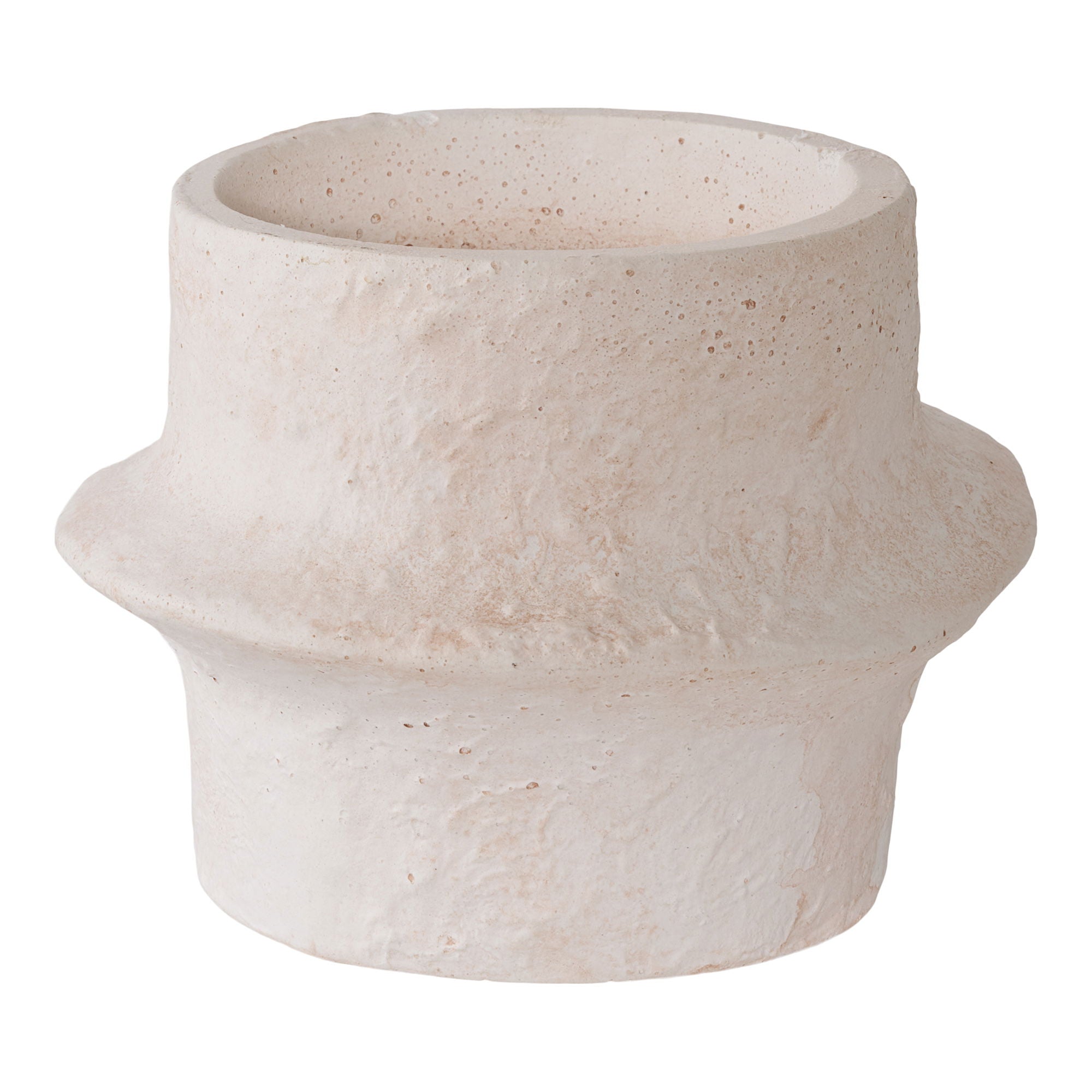 Bougeoirs cylindriques en céramique blanche texturée sculpturale – Set de 2