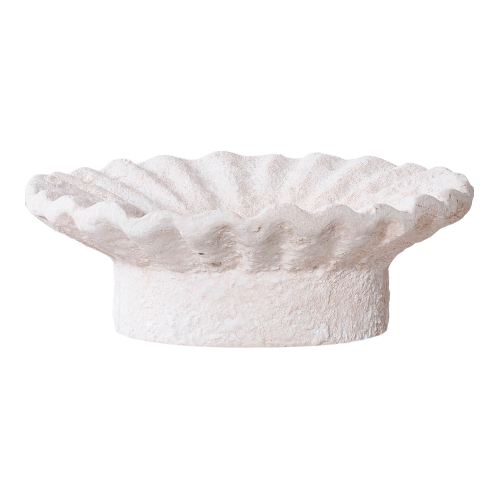 Bougeoirs en ciment blanc finition pierre plissée – Set de 2