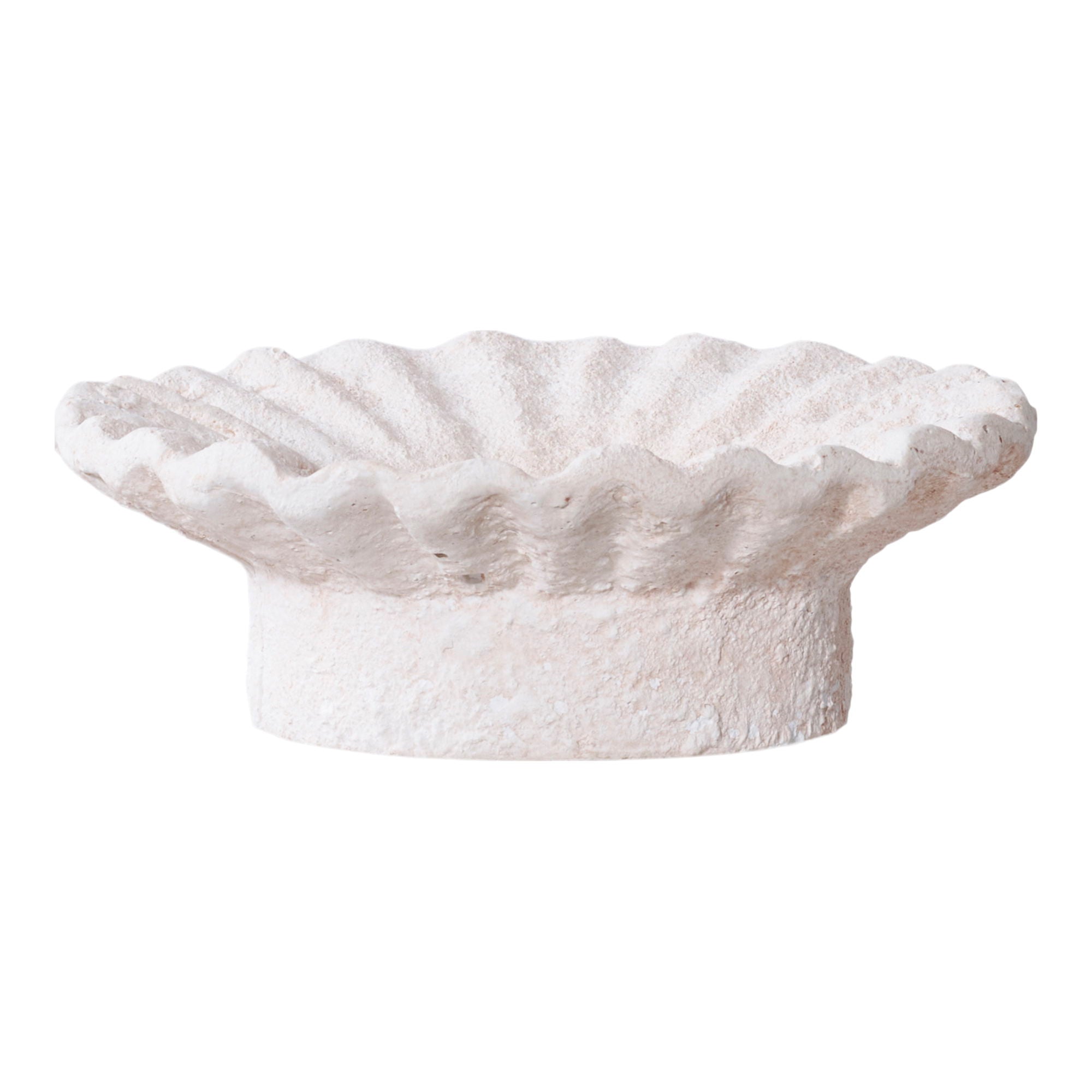 Bougeoirs en ciment blanc finition pierre plissée – Set de 2