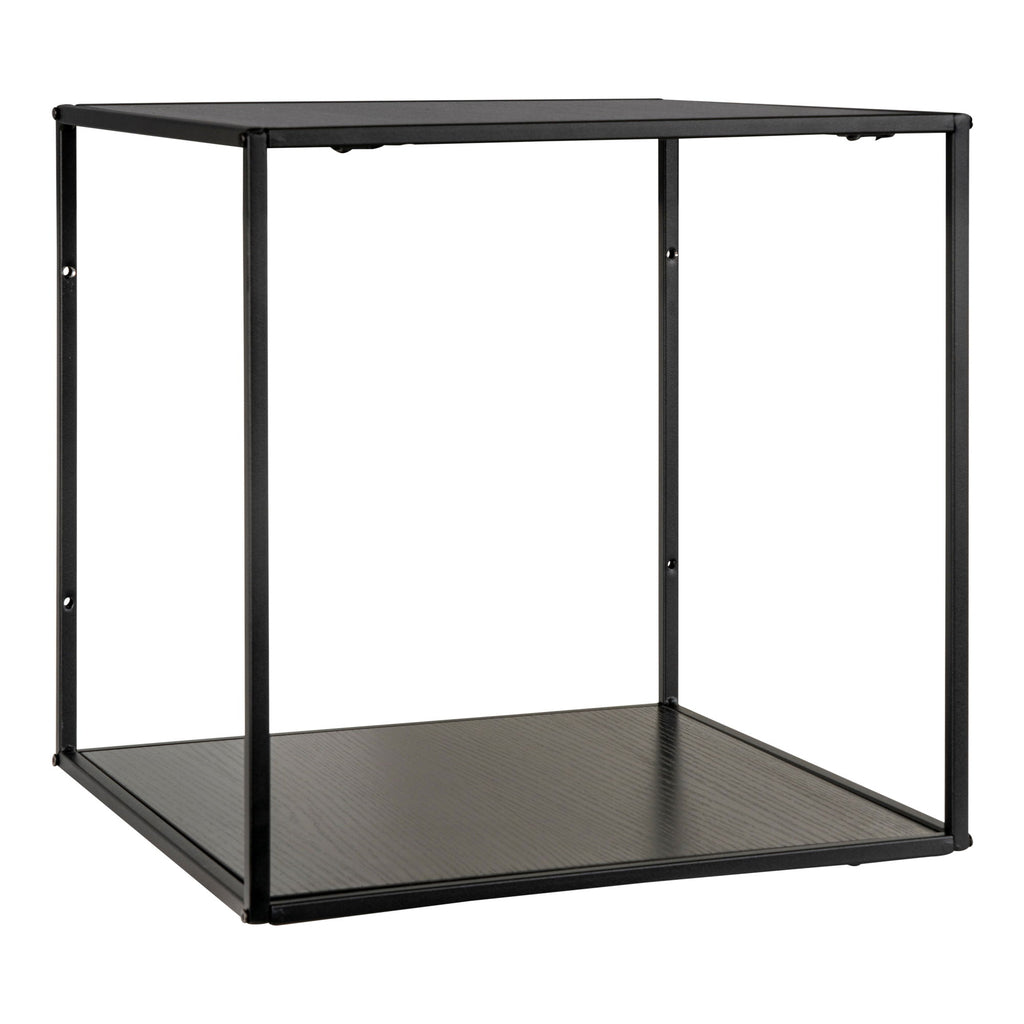 Étagère murale cube en métal noir et bois effet texturé – 36x36x36 cm