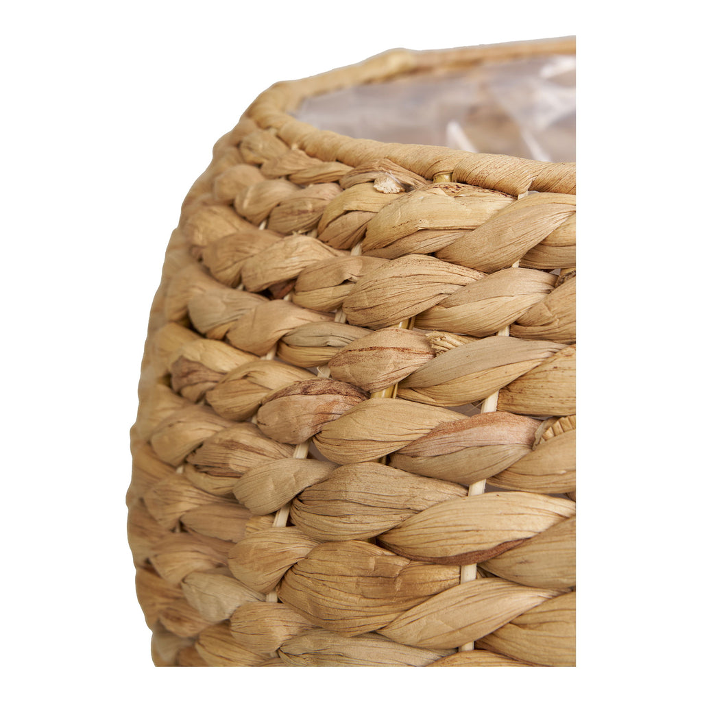 Cache-pot rond en jacinthe d’eau tressée beige miel – Ø34,5 cm