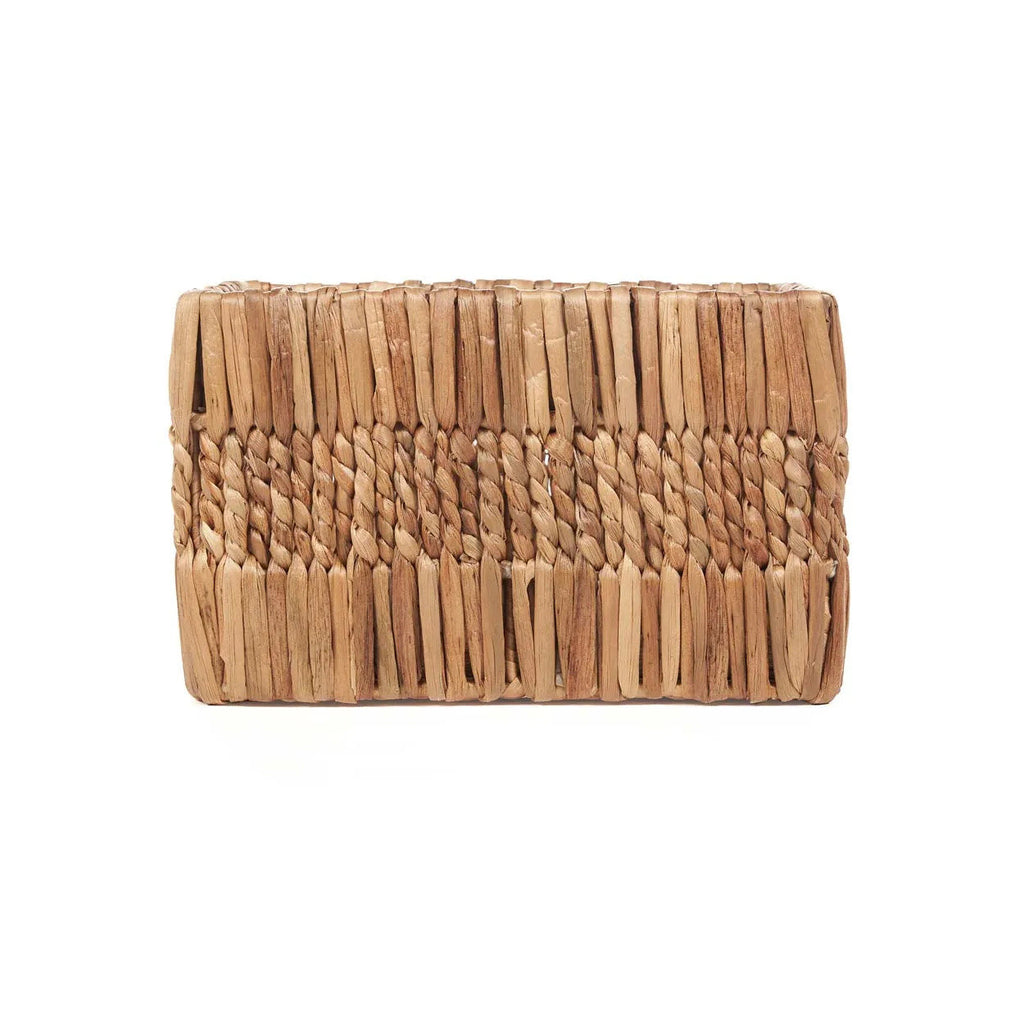 Panier de rangement rectangulaire en feuilles de bananier tressées naturel