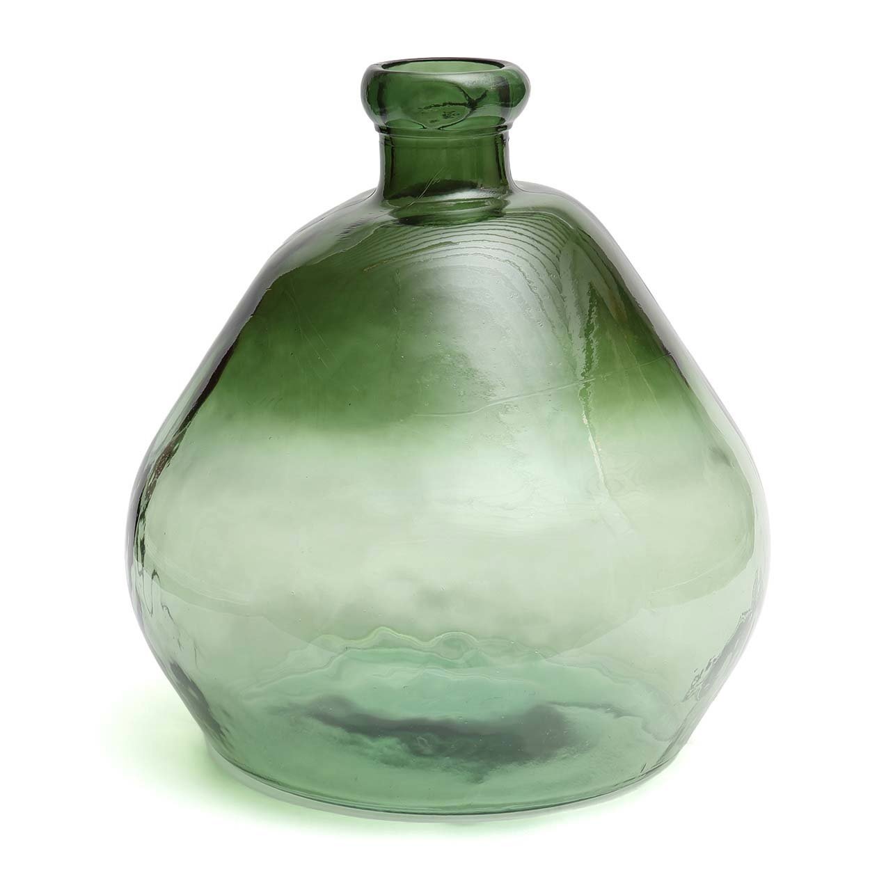 Vase bouteille en verre recyclé vert texturé – H50 cm