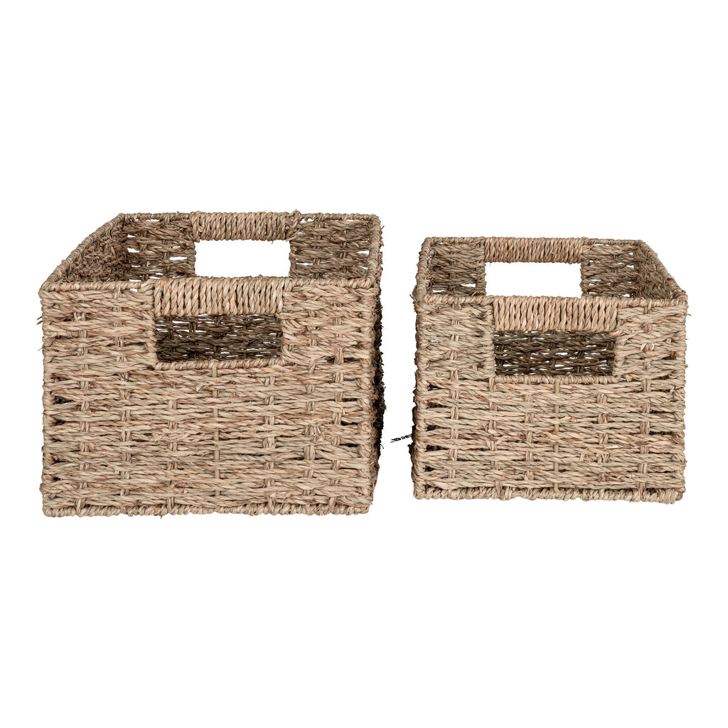 Paniers rectangulaires en fibre naturelle avec anses intégrées – Set de 2