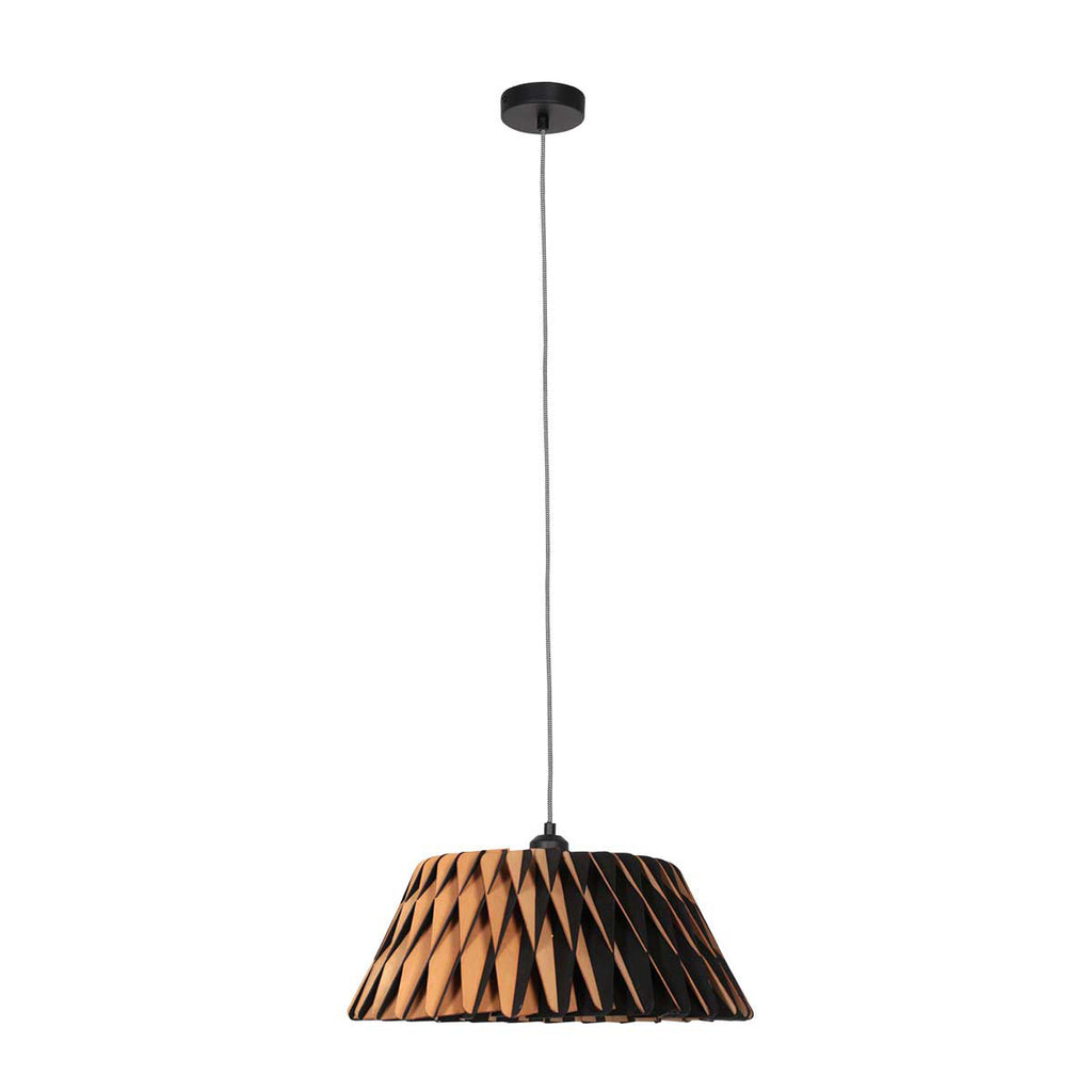 Suspension en bois ajouré motif zigzag noir et naturel – Ø46 cm