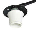 Lampadaire arqué noir abat-jour bambou tressé – H210-240 cm