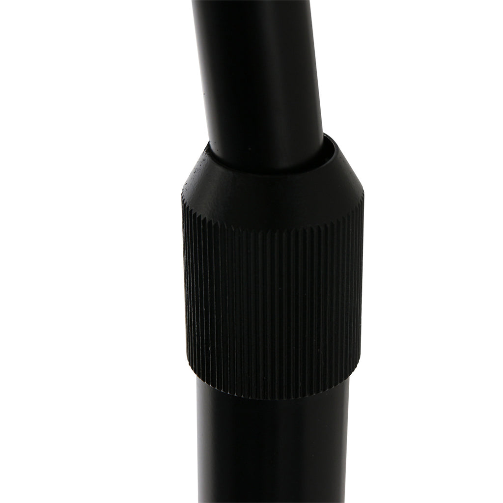 Lampadaire arqué noir abat-jour bambou tressé – H210-240 cm