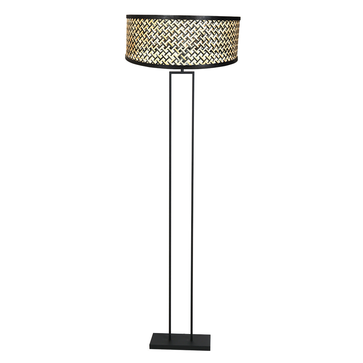 Lampadaire bambou noir moderne pour salon – Ø50 cm