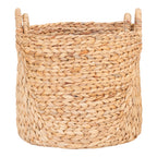 Paniers ronds en jacinthe d’eau naturelle à anses anneaux – Set de 2