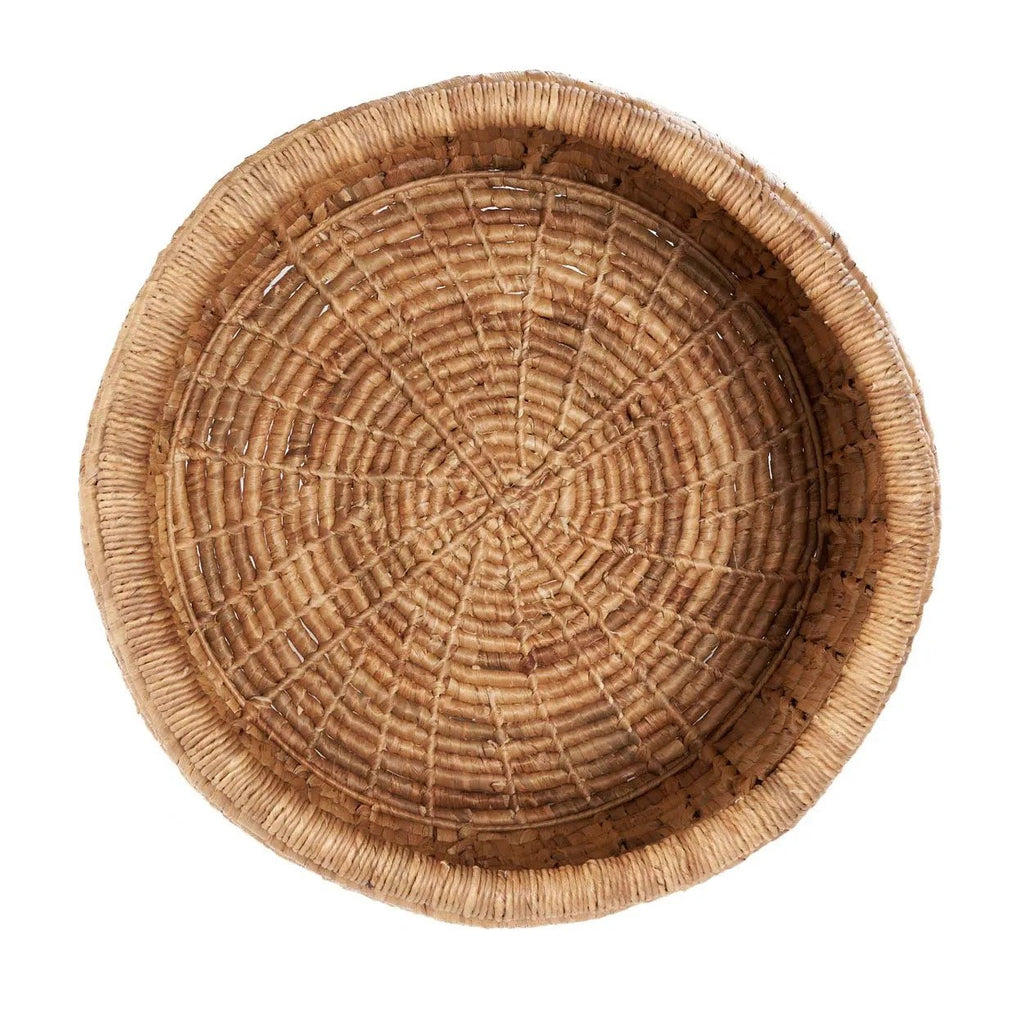 Panier rond en feuilles de bananier tressées couleur naturelle – Ø60 cm