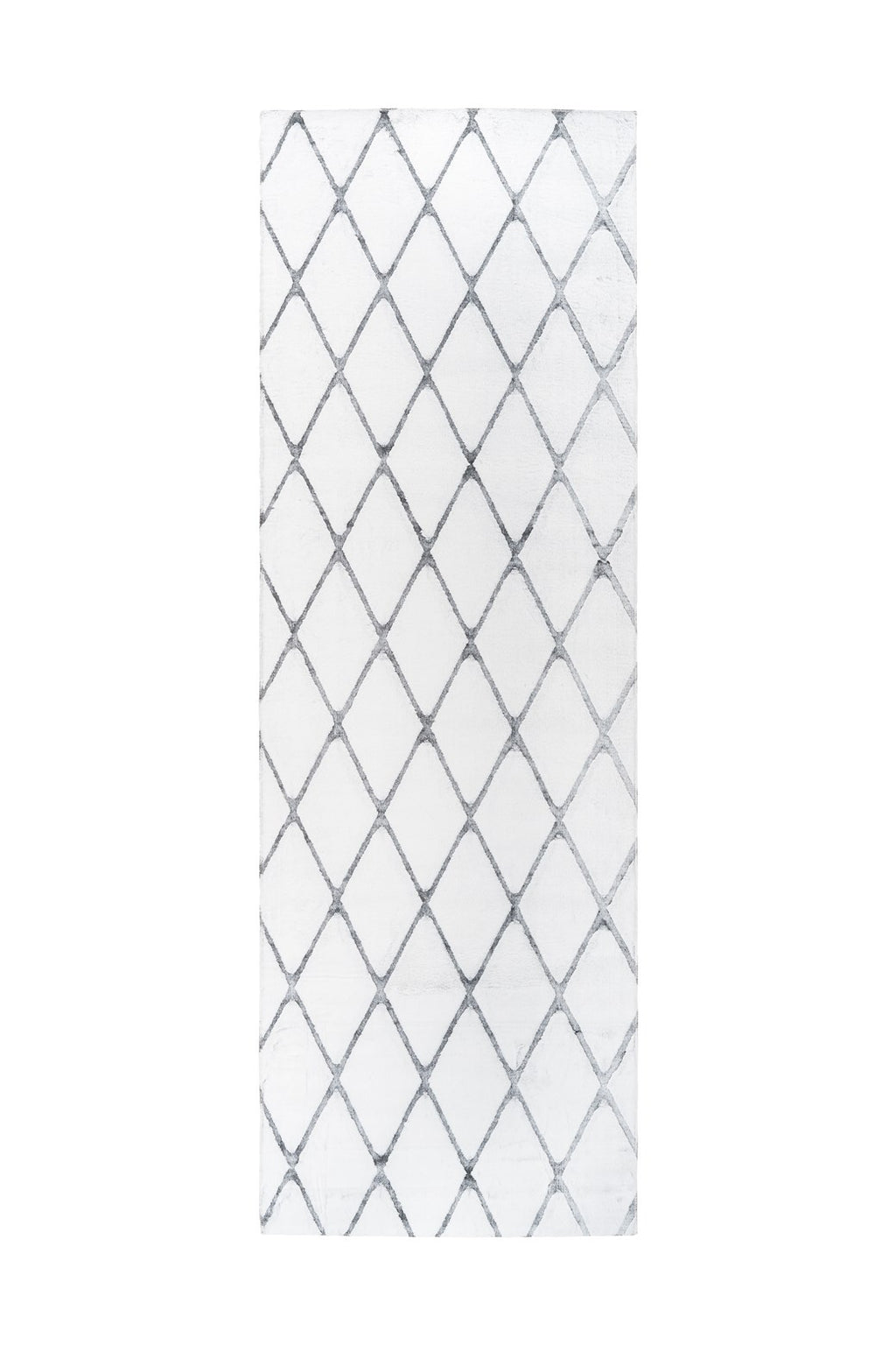 Tapis à motifs losanges blanc et gris en polyester doux