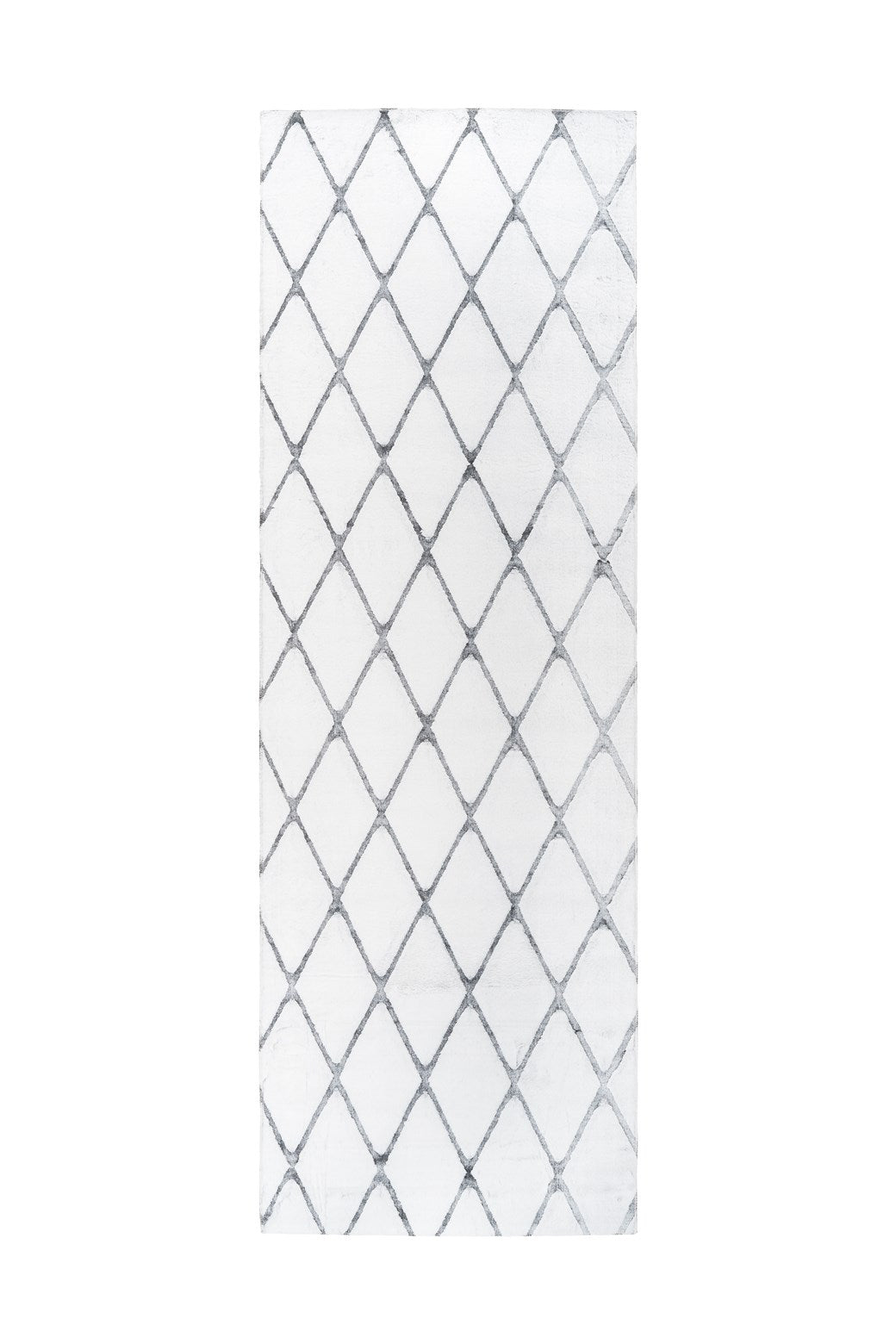 Tapis à motifs losanges blanc et gris en polyester doux