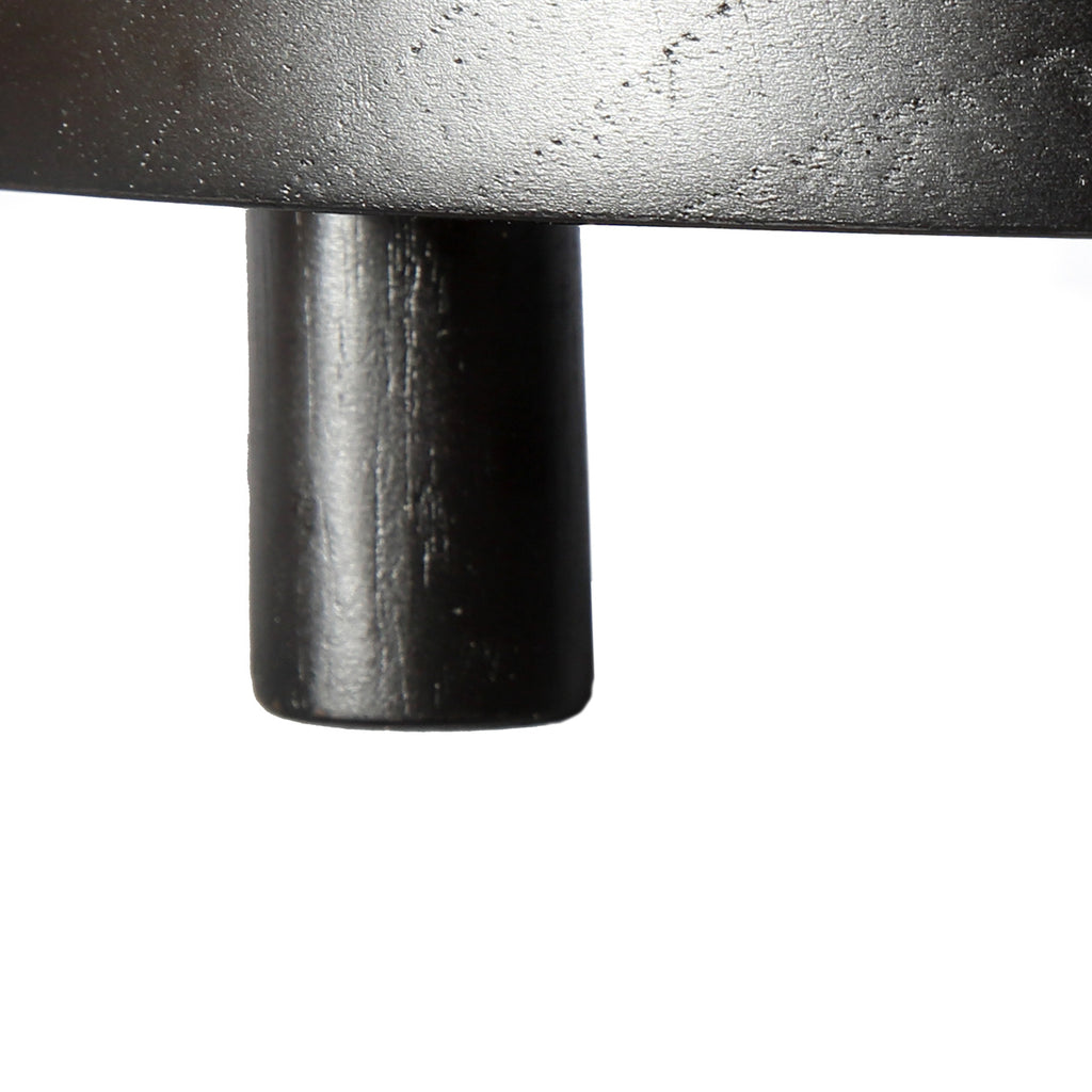 Plateau à gâteau rond en bois de teck naturel et noir – Ø17 cm