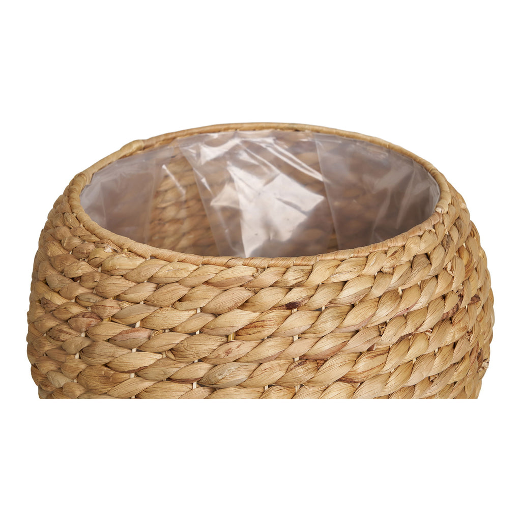 Cache-pot rond en jacinthe d’eau tressée beige miel – Ø34,5 cm