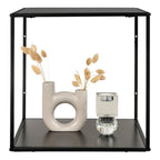 Étagère murale cube en métal noir et bois effet texturé – 36x36x36 cm