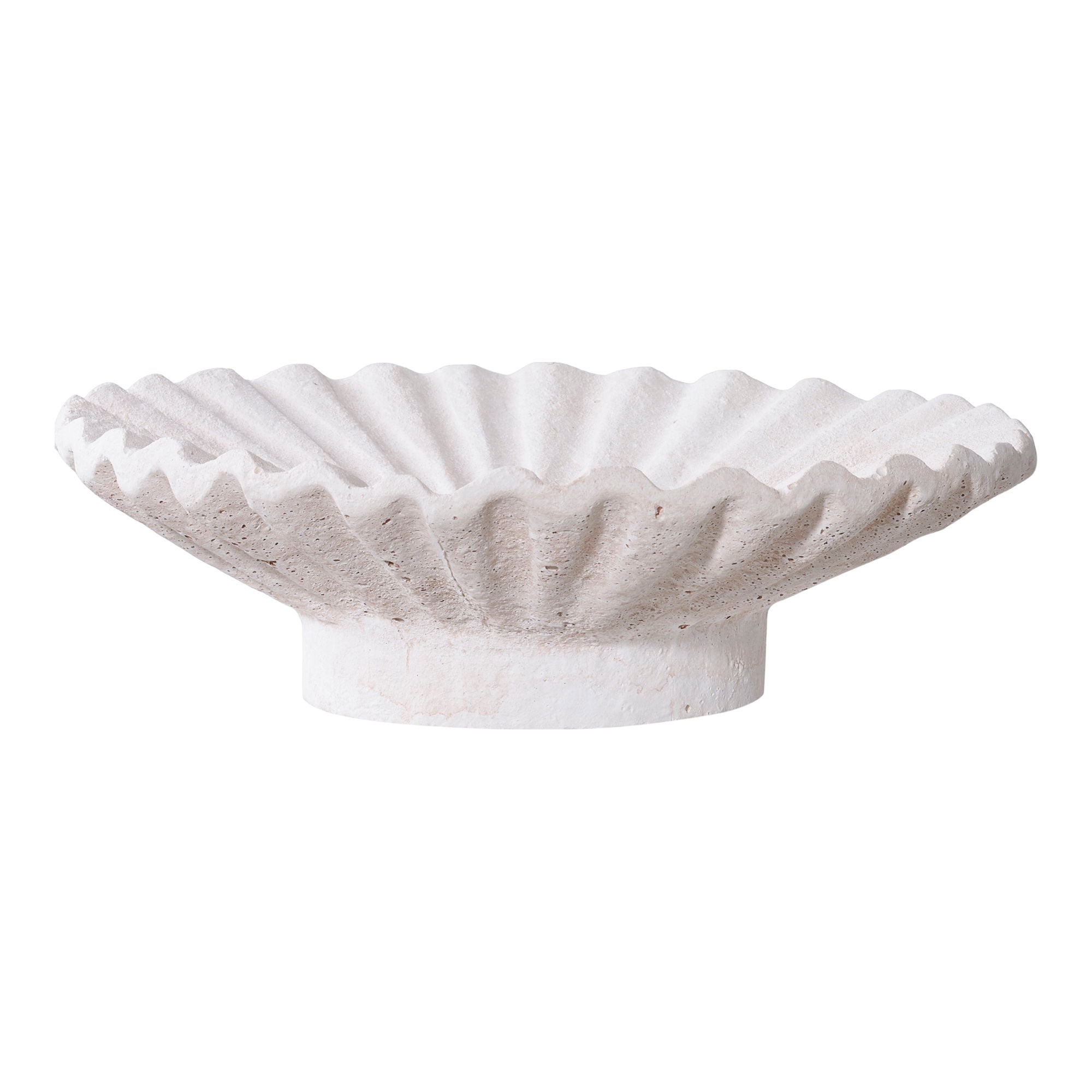 Bougeoirs en ciment blanc finition pierre plissée – Set de 2