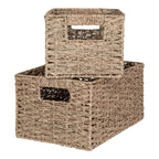 Paniers rectangulaires en fibre naturelle avec anses intégrées – Set de 2