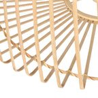 Lampadaire arc métal noir abat-jour bambou naturel ajouré – H240 cm