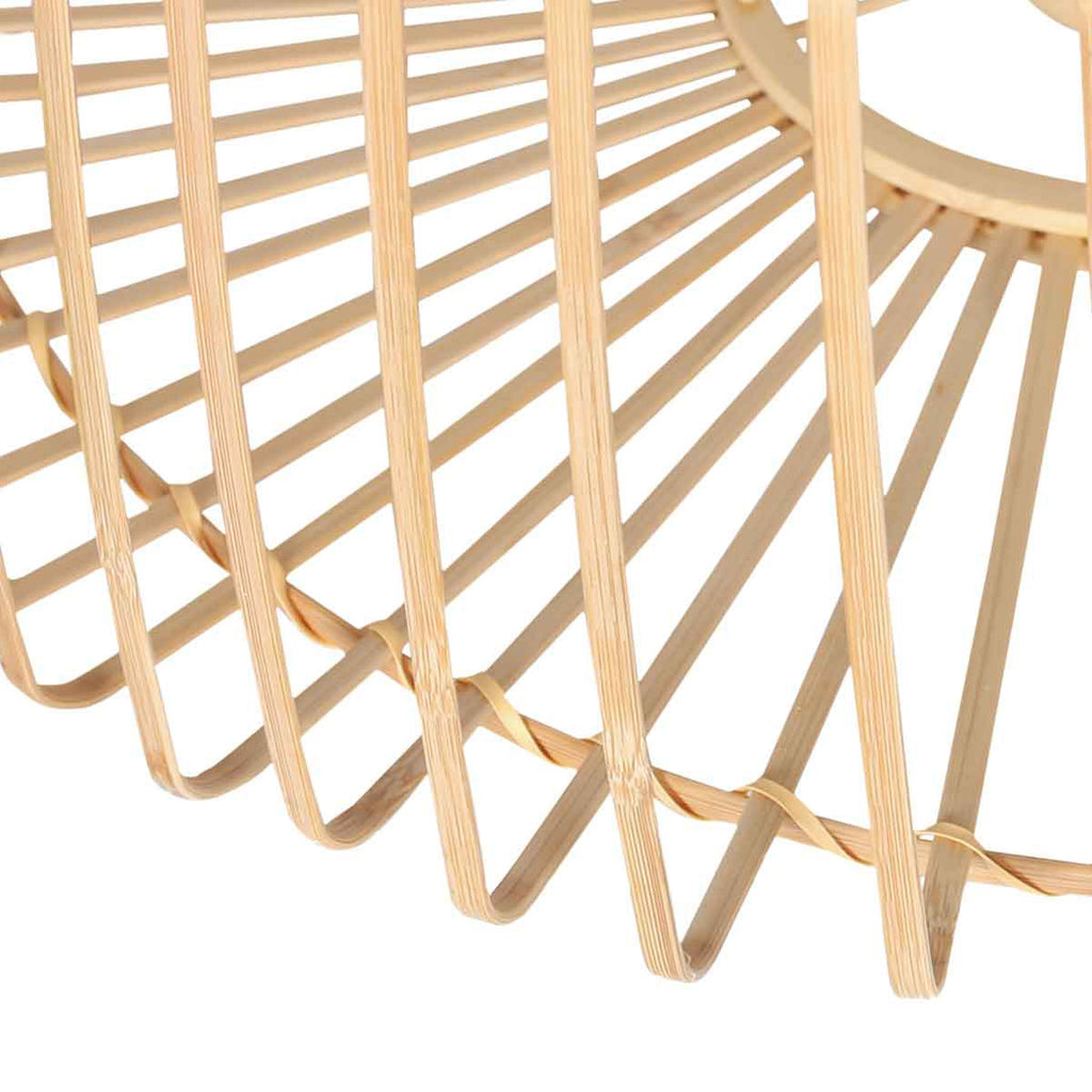 Applique murale bambou naturel et métal noir avec bras arqué – Ø40 cm