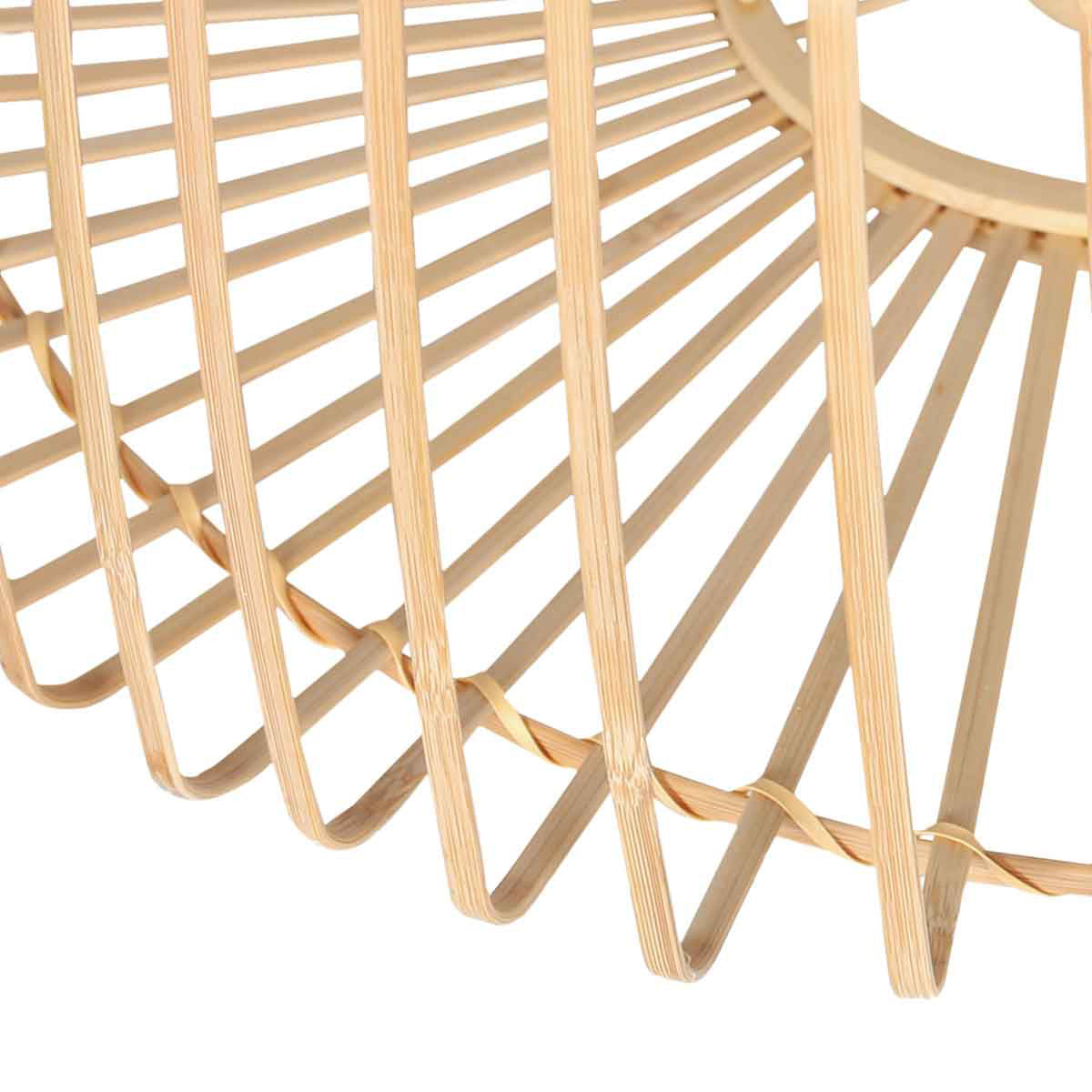 Suspension en bambou ajouré et métal noir pour salon – Ø60 cm