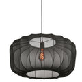 Suspension ovale en maille noire ampoule vintage visible – Ø60 cm