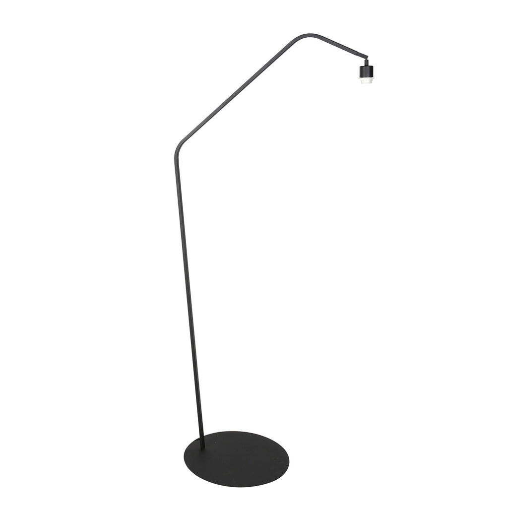 Lampadaire en métal noir bras coudé et abat-jour blanc – H173 cm