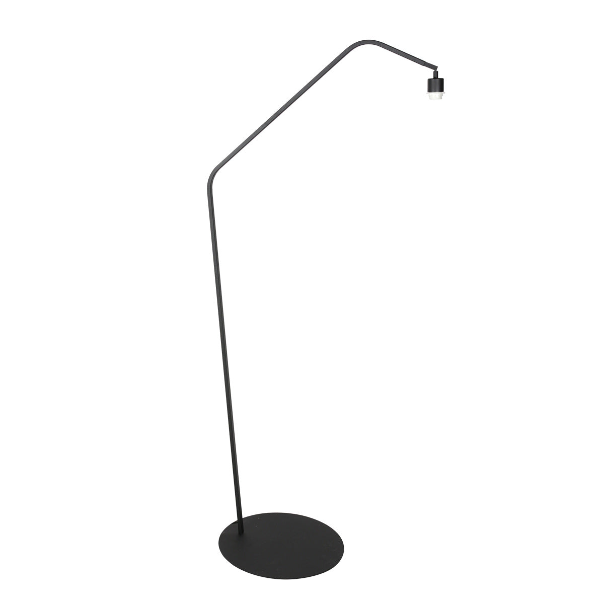 Lampadaire en métal noir bras coudé et abat-jour blanc – H173 cm