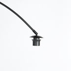 Lampadaire arc noir abat-jour rond blanc en plastique – H210 cm