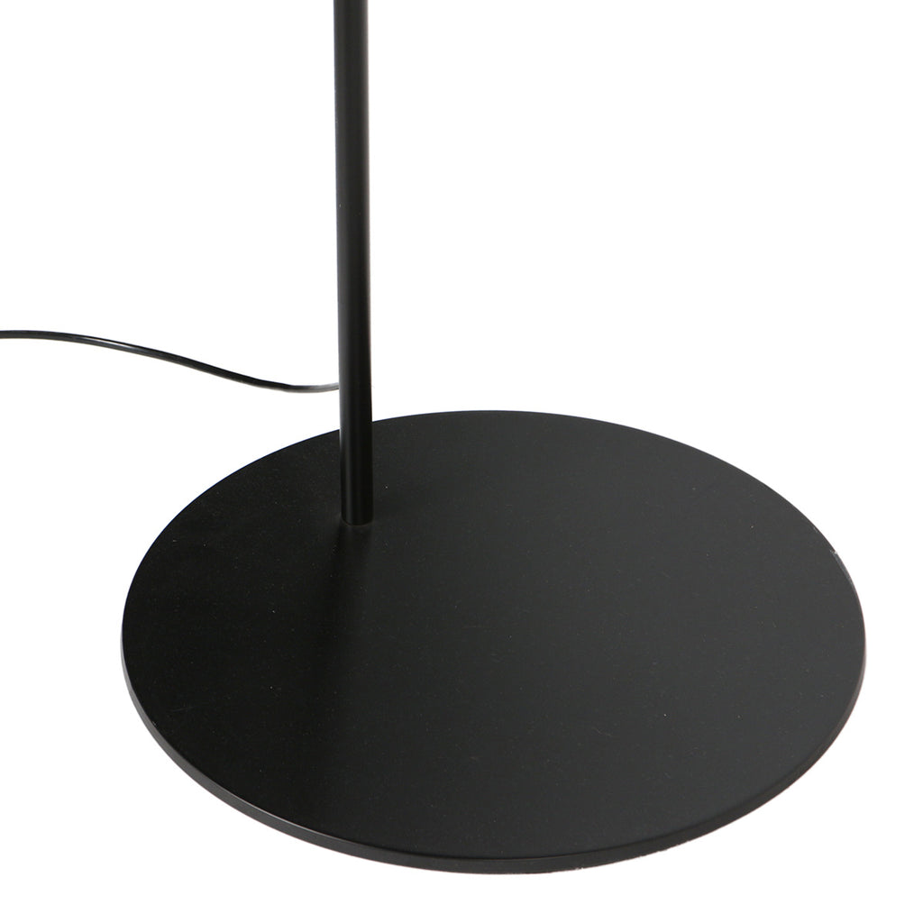 Lampadaire arc métal noir abat-jour lin blanc cylindrique – H210 cm