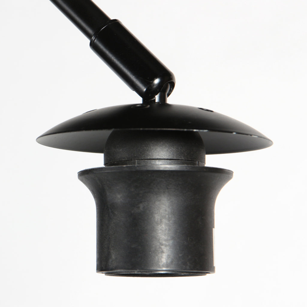 Lampadaire arc métal noir abat-jour lin blanc cylindrique – H210 cm