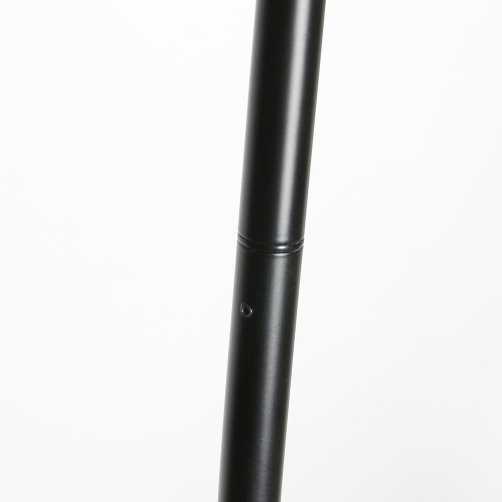 Lampadaire arc métal noir abat-jour lin blanc cylindrique – H210 cm