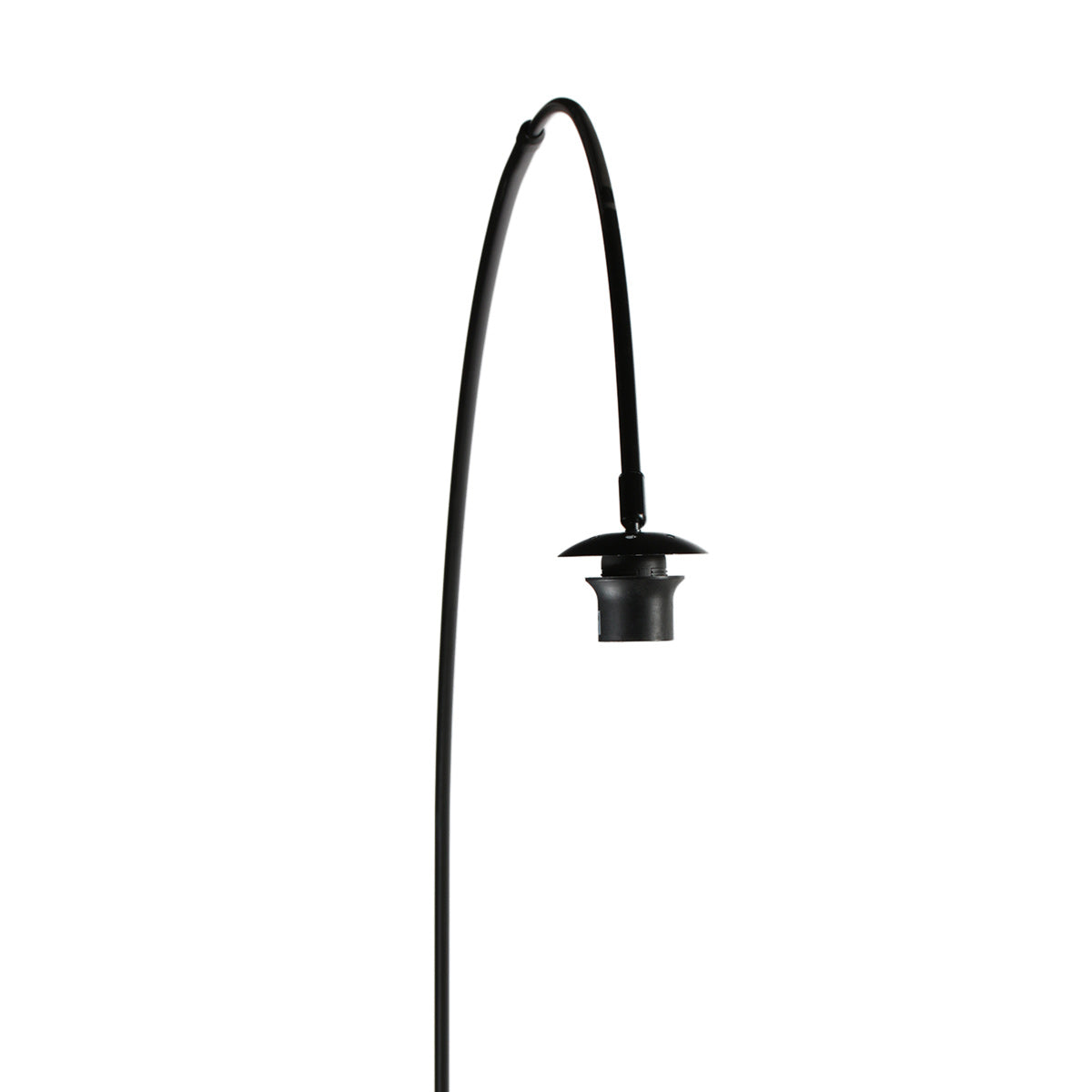 Lampadaire arc métal noir abat-jour lin blanc cylindrique – H210 cm