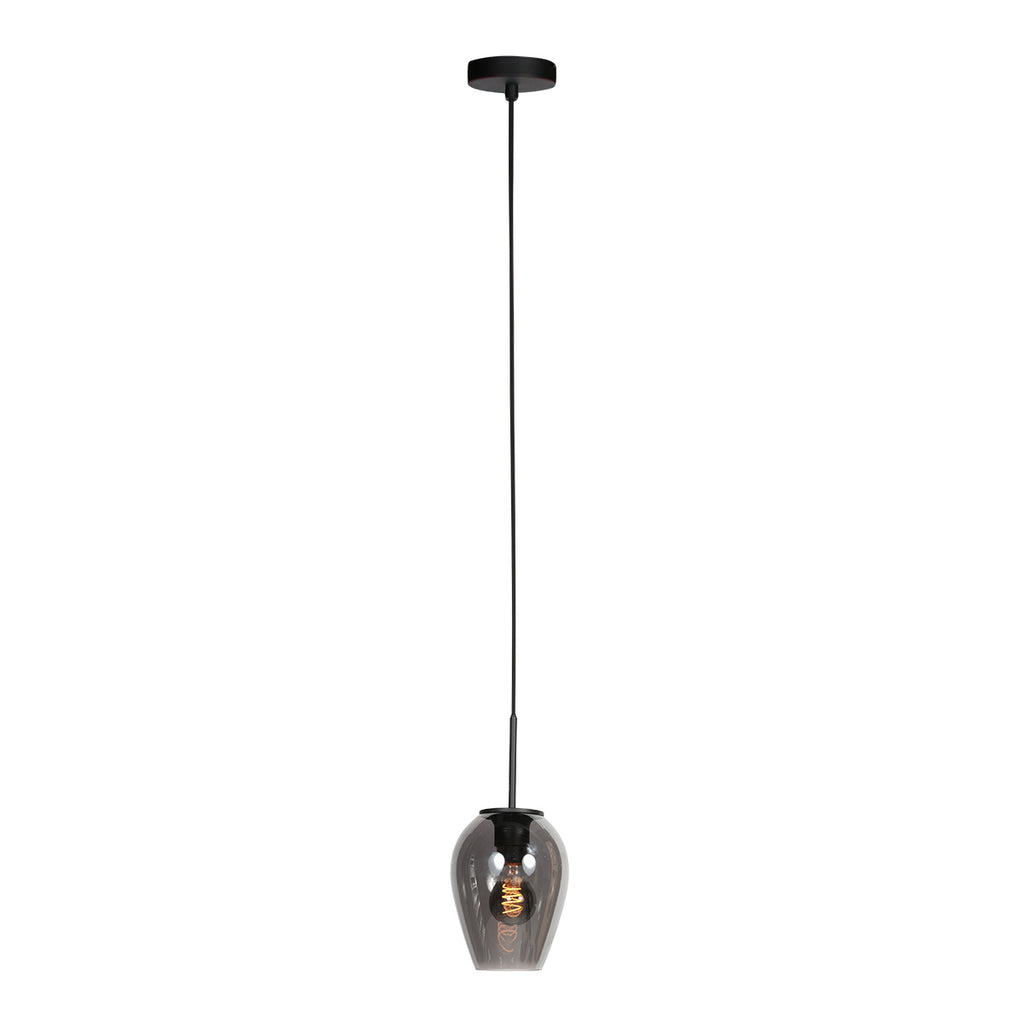 Suspension verre fumé goutte noire pour cuisine ou salle à manger – Ø15 cm