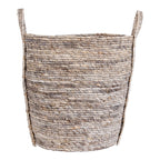 Panier de rangement en feuilles de maïs greige avec anses – Ø41x49 cm