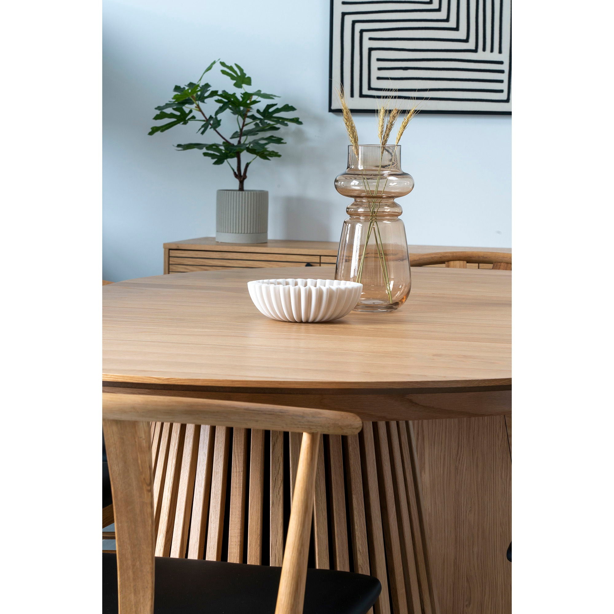 Vase en verre ambré translucide forme cylindrique segmentée – H31 cm