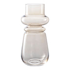 Vase en verre ambré translucide forme cylindrique segmentée – H31 cm