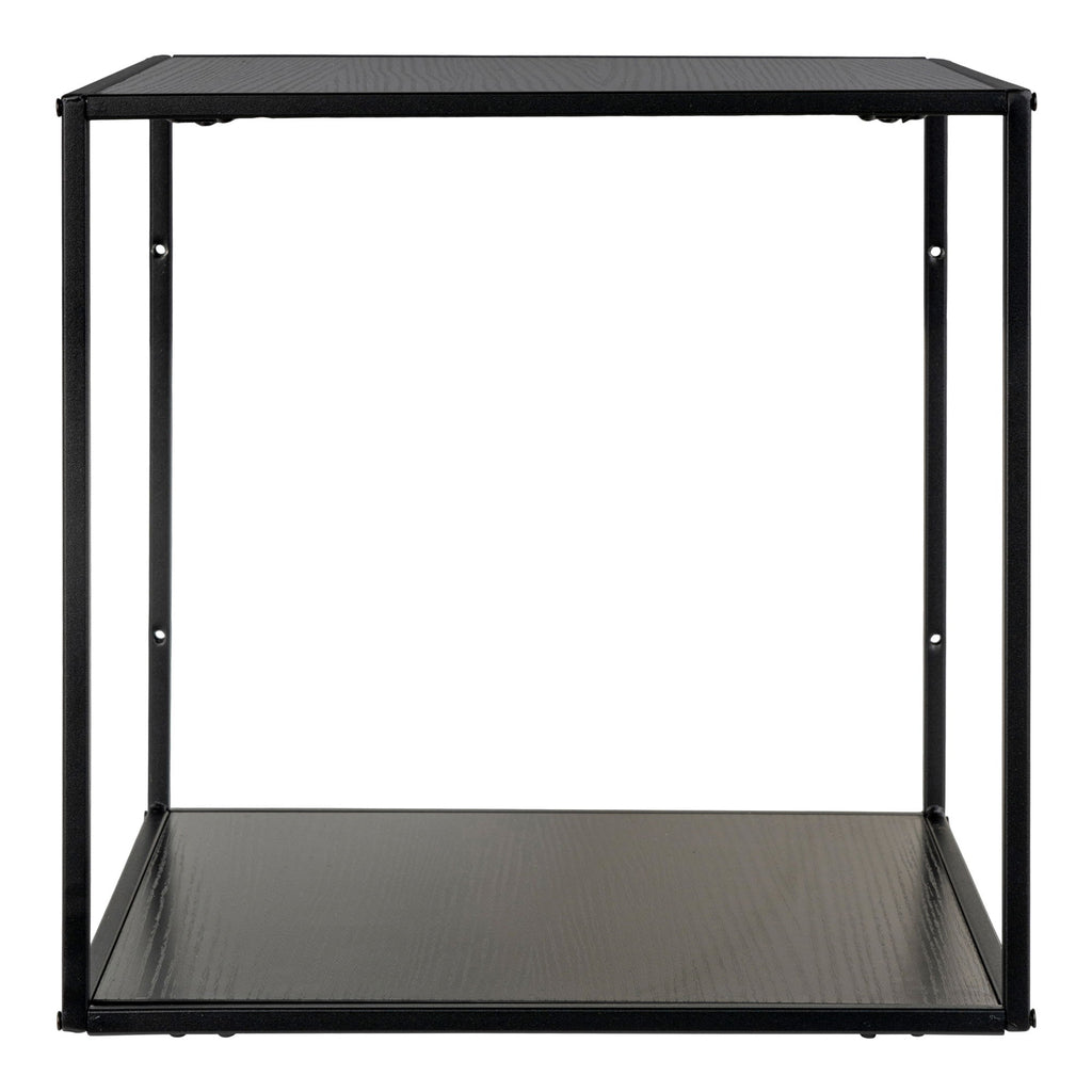 Étagère murale cube en métal noir et bois effet texturé – 36x36x36 cm