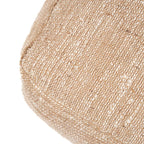 Pouf de sol carré en coton tissé beige sable coutures visibles – 60x60 cm