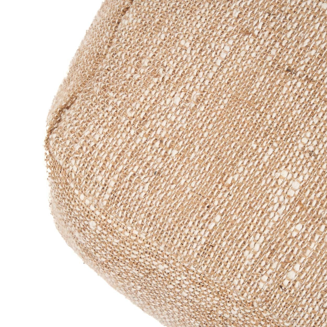 Pouf de sol carré en coton tissé beige sable coutures visibles – 60x60 cm
