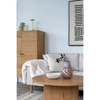 Coupe décorative ronde en céramique mate beige cannelée à bord ondulé